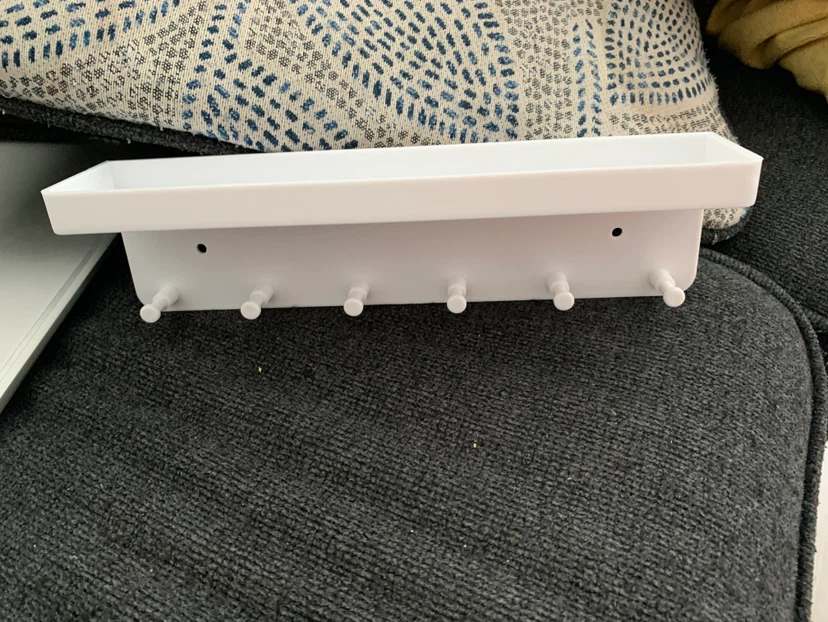 White Wall Mount Shelf with 6 Hooks - photo 2