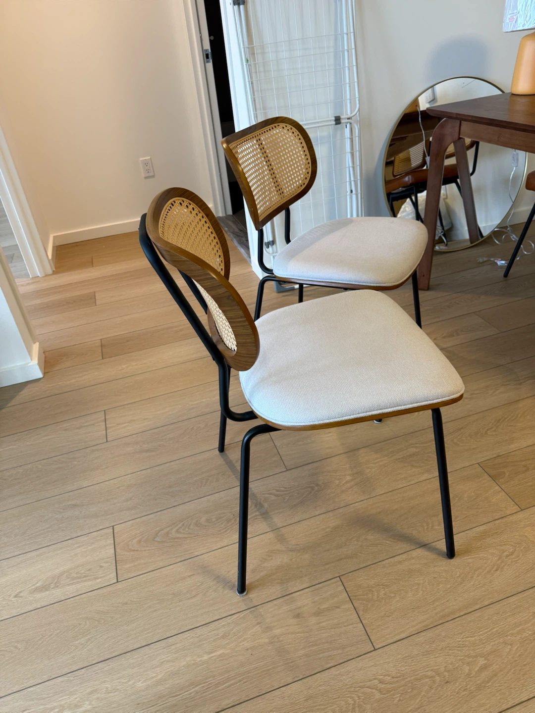 Pair of Mid-Century Modern Style Cane Back Dining Chairs