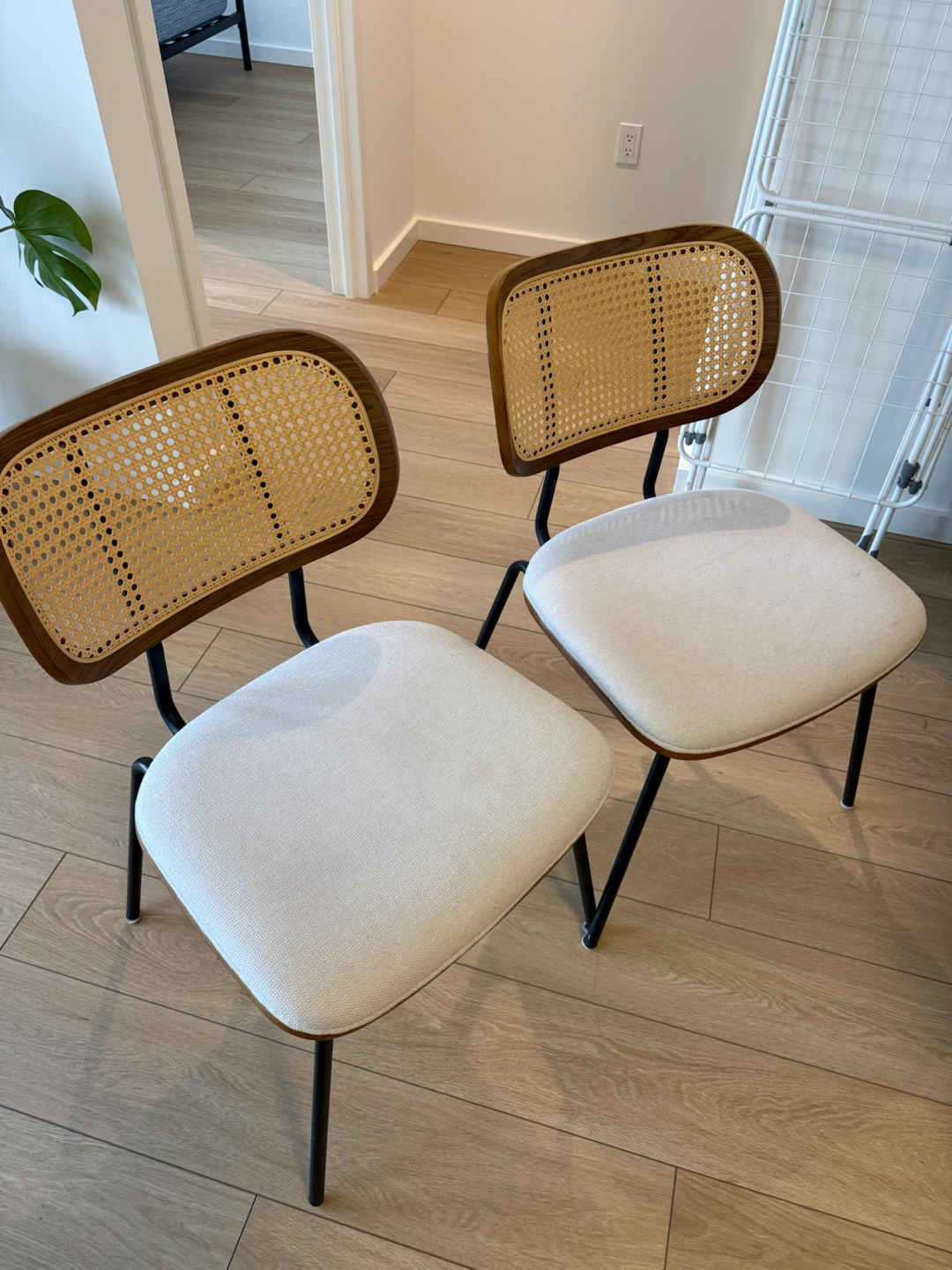 Pair of Mid-Century Modern Style Cane Back Dining Chairs - photo 3