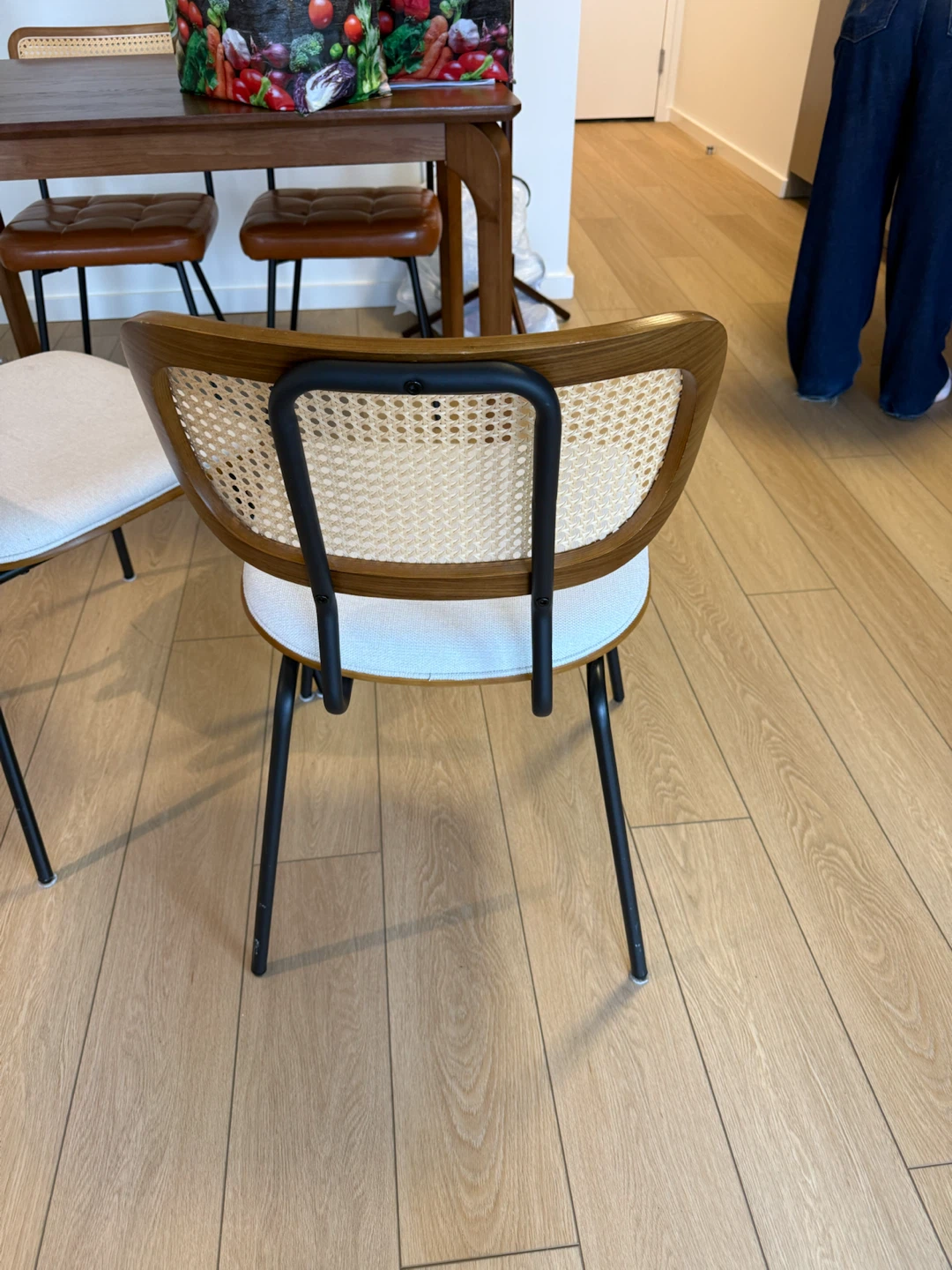 Pair of Mid-Century Modern Style Cane Back Dining Chairs - photo 4