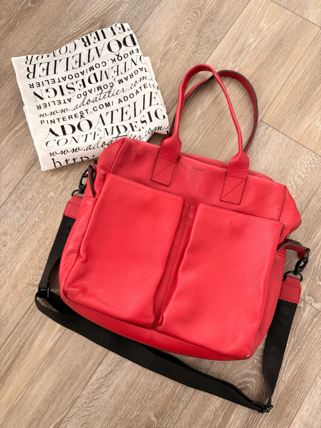 Ado Atelier Red Leather Tote Bag