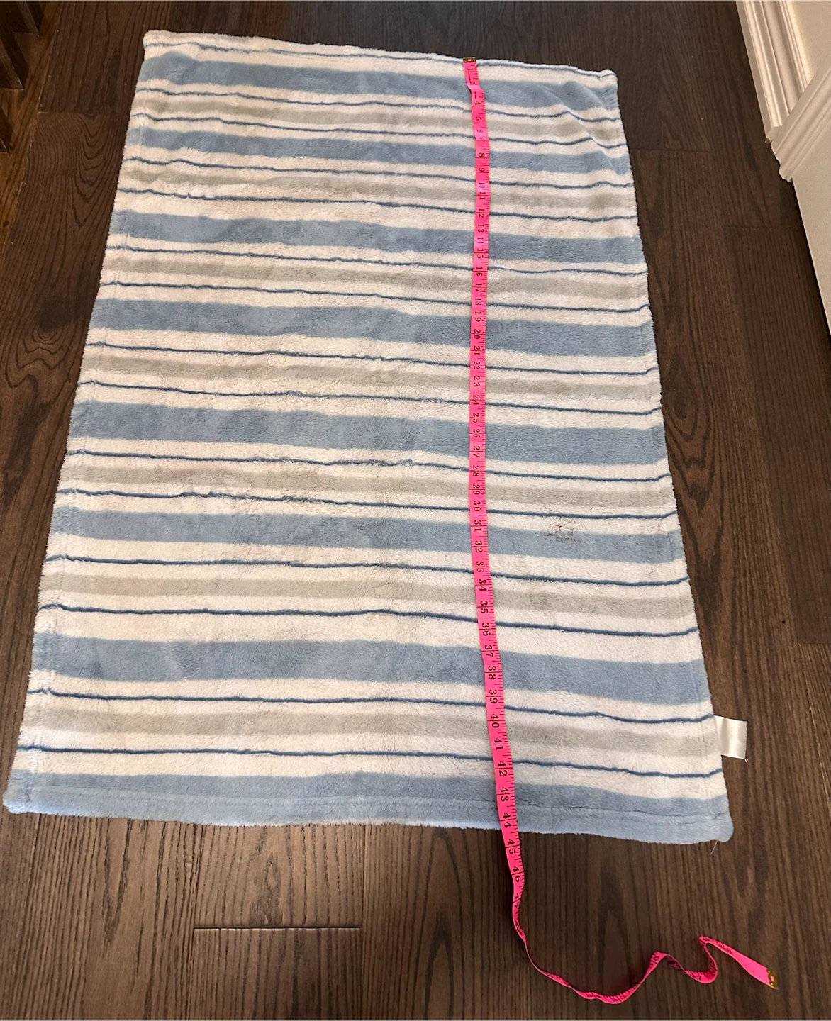 Soft striped blue and white baby blanket
