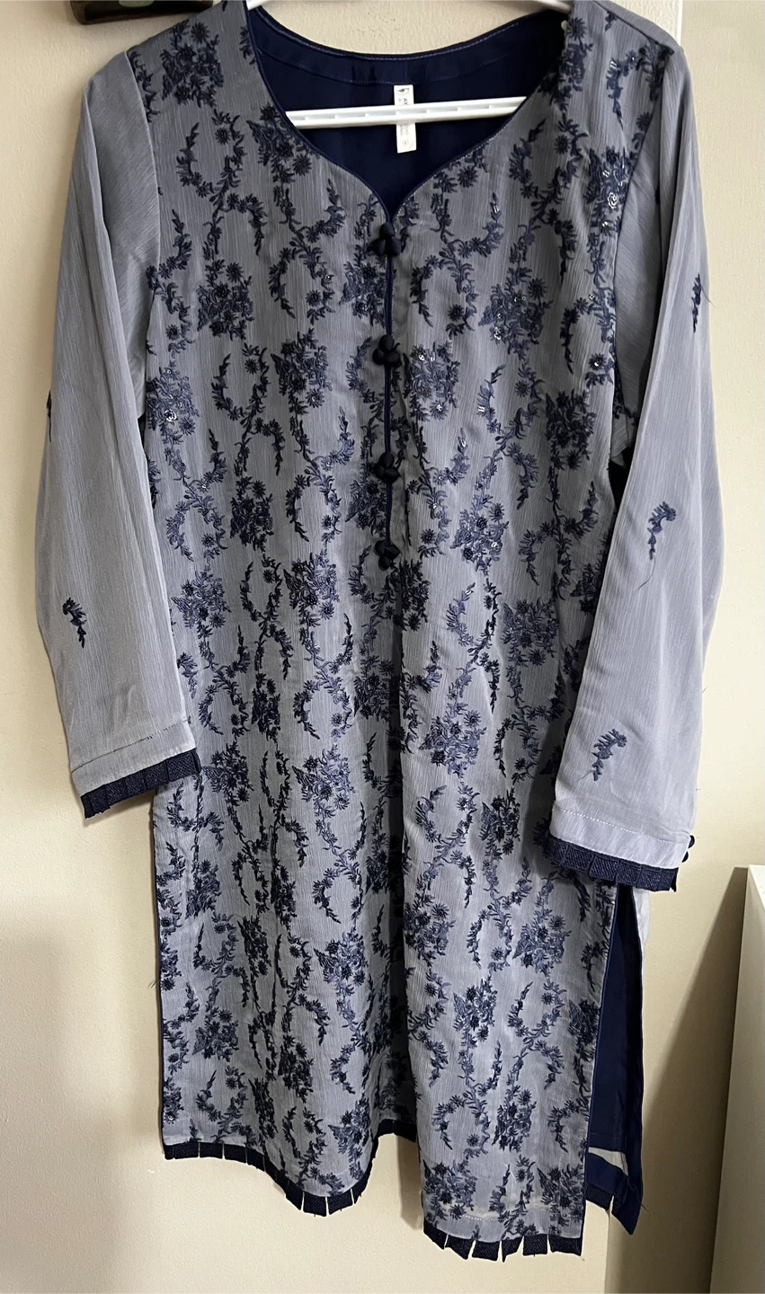 Chiffon Embroidered Dress 3 piece