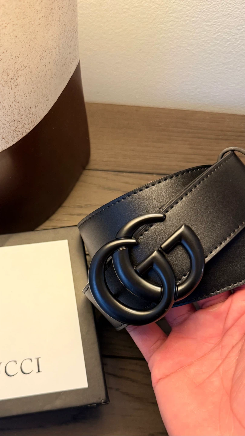 Gucci GG Marmont Black Leather Belt
