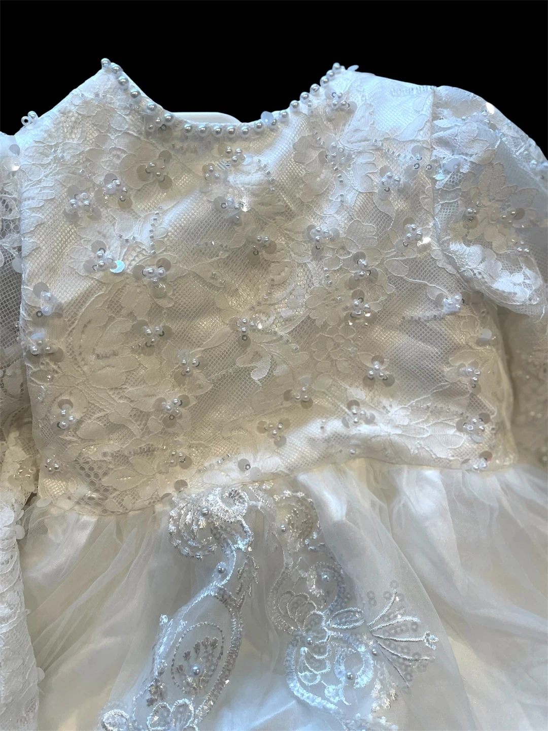 White Beaded Lace Christening Gown (12-24 months)