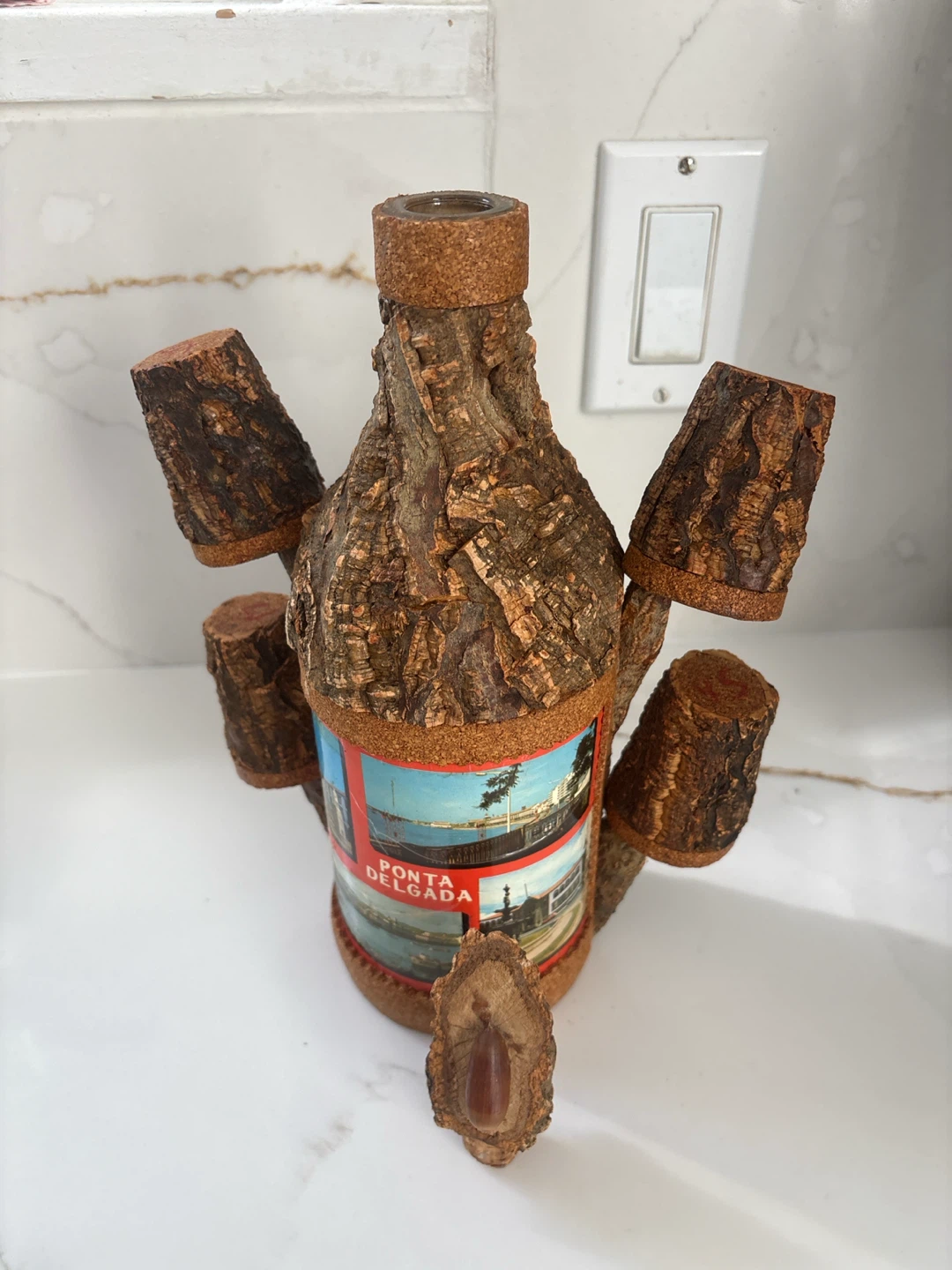 Ponta Delgada Souvenir Cork Bottle and Shot Glass Set - photo 4