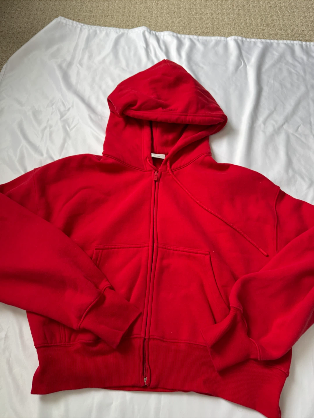 Aritzia Red Zip-Up Hoodie Flashing Red Boyfriend fit euc