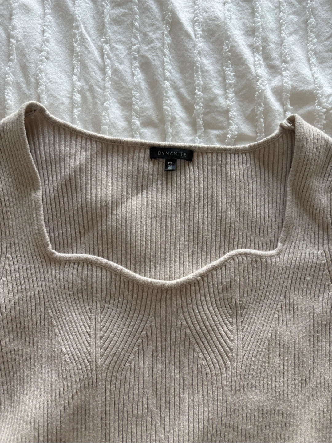Dynamite Beige Ribbed Midi Dress with Slit - P/S - photo 4