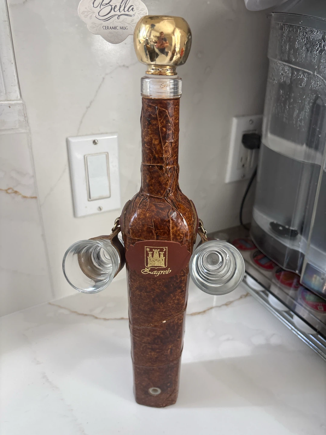 Zagreb Decorative Liquor Bottle with Two Shot Glasses