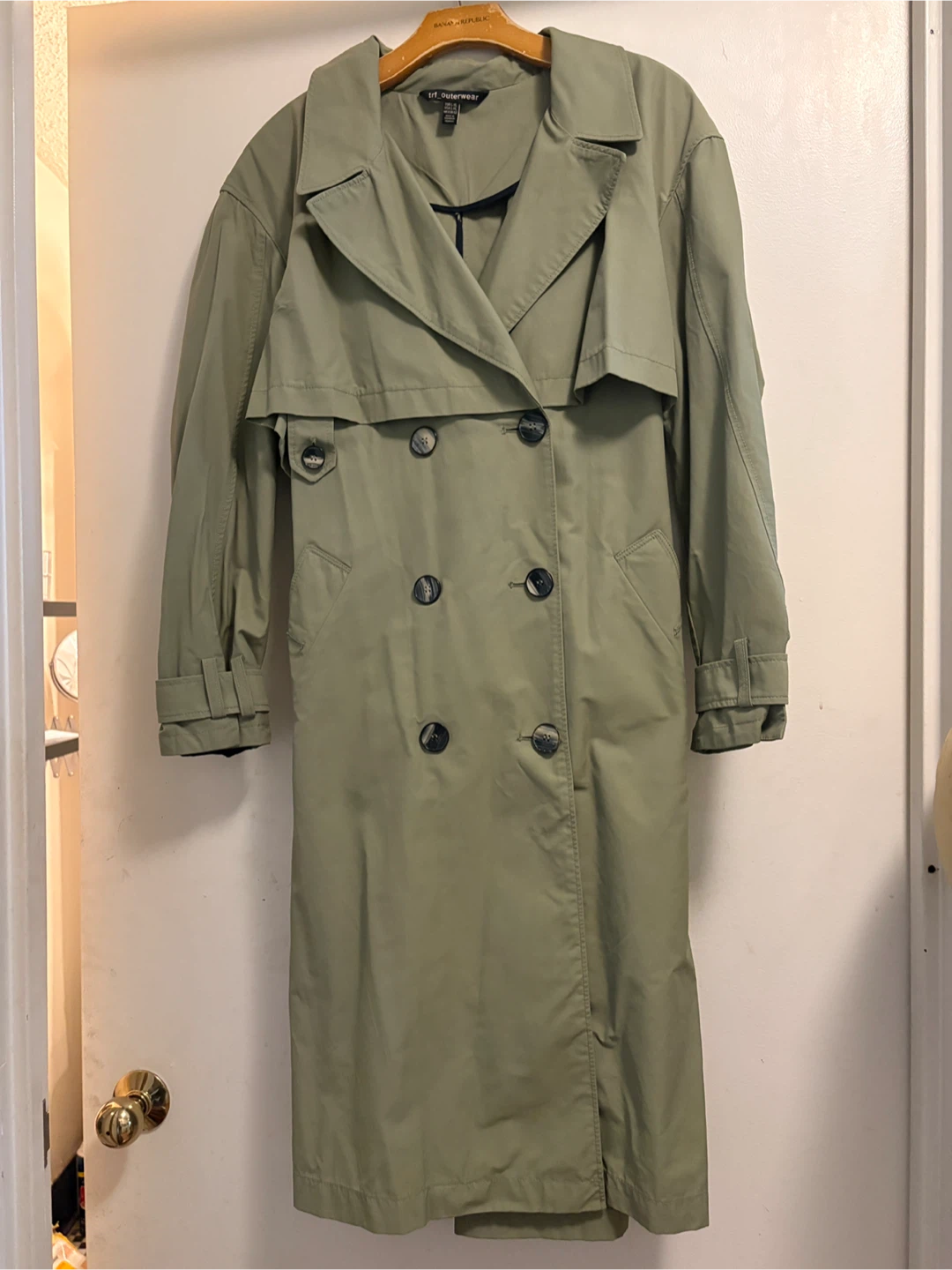 TRF Outerwear Green Trench Coat Size L-XL