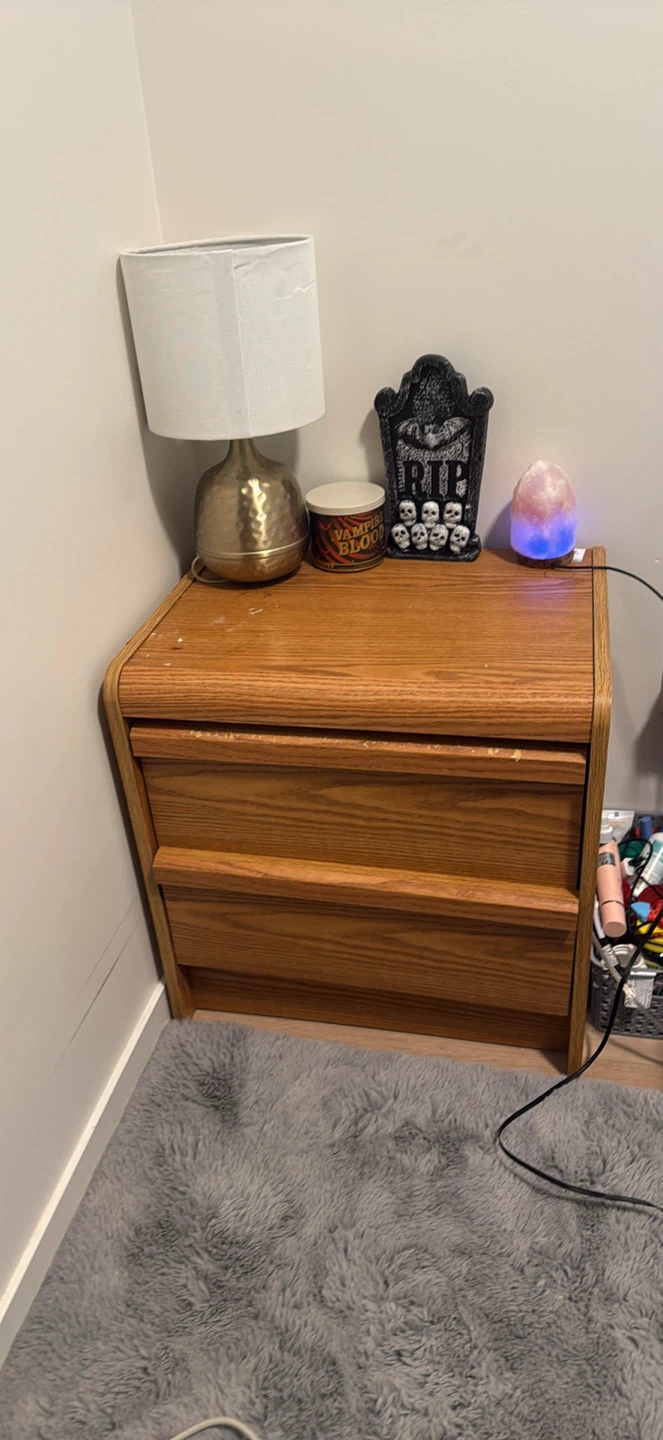 Wooden 2 Drawer Nightstand