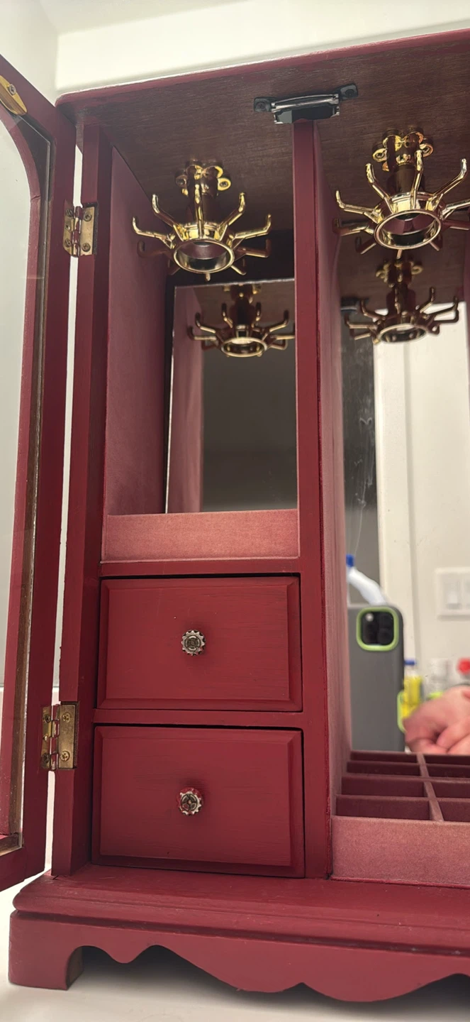 Red Jewellery Box with Mirror - photo 2