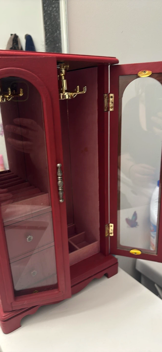 Red Jewellery Box with Mirror - photo 3