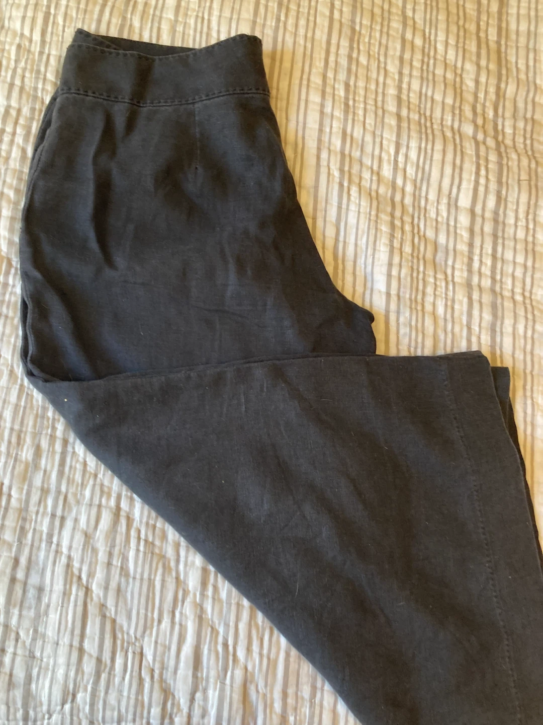 Black Linen Culottes Size 10 - photo 2