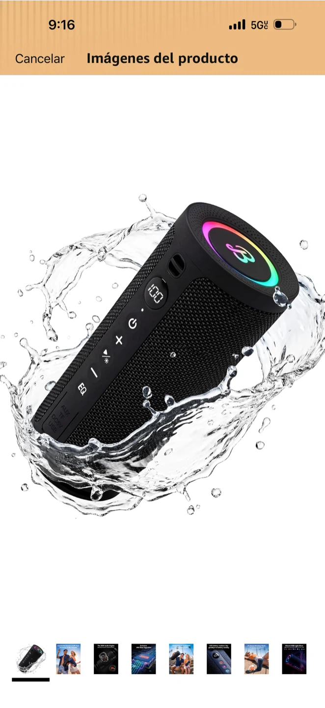 Portable Bluetooth Speaker with RGB Lighting