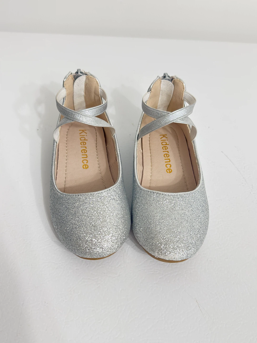 Kiderence Silver Glitter Flats Size 9