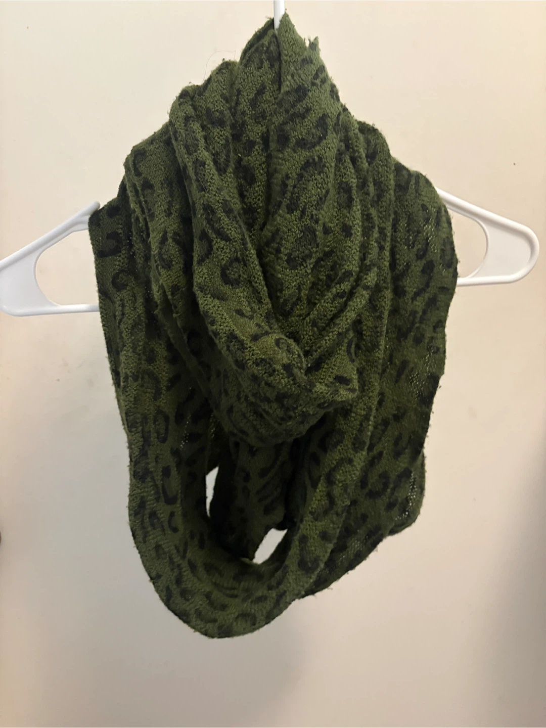 Olive Green Leopard Print Infinity Scarf !