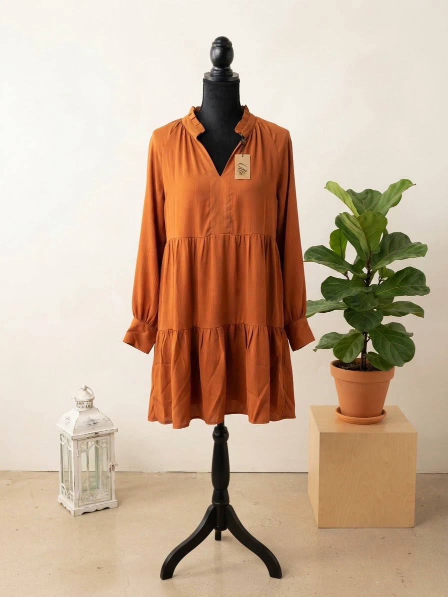 1. STATE Orange Tiered Mini Dress