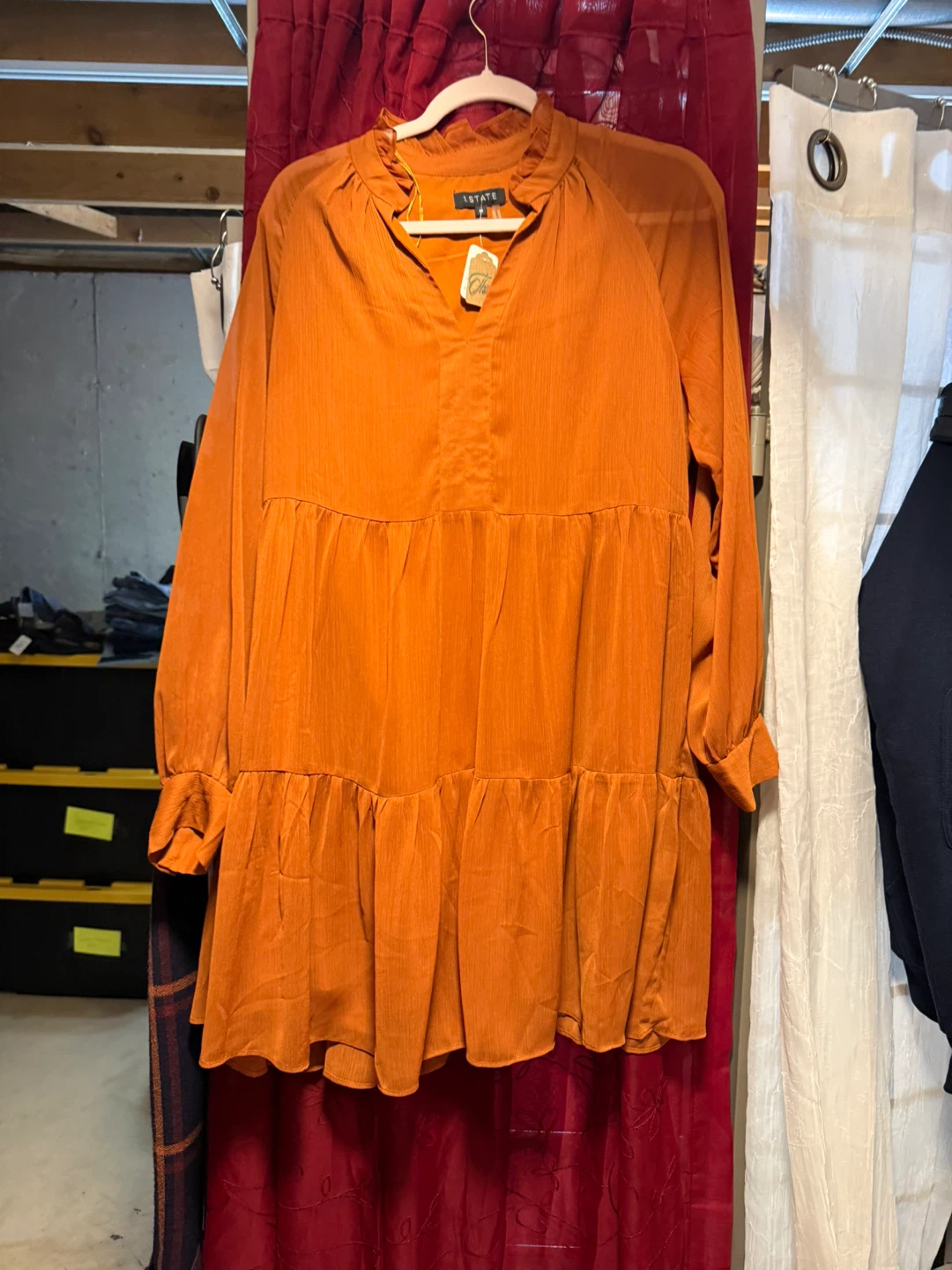 1. STATE Orange Tiered Mini Dress - photo 2