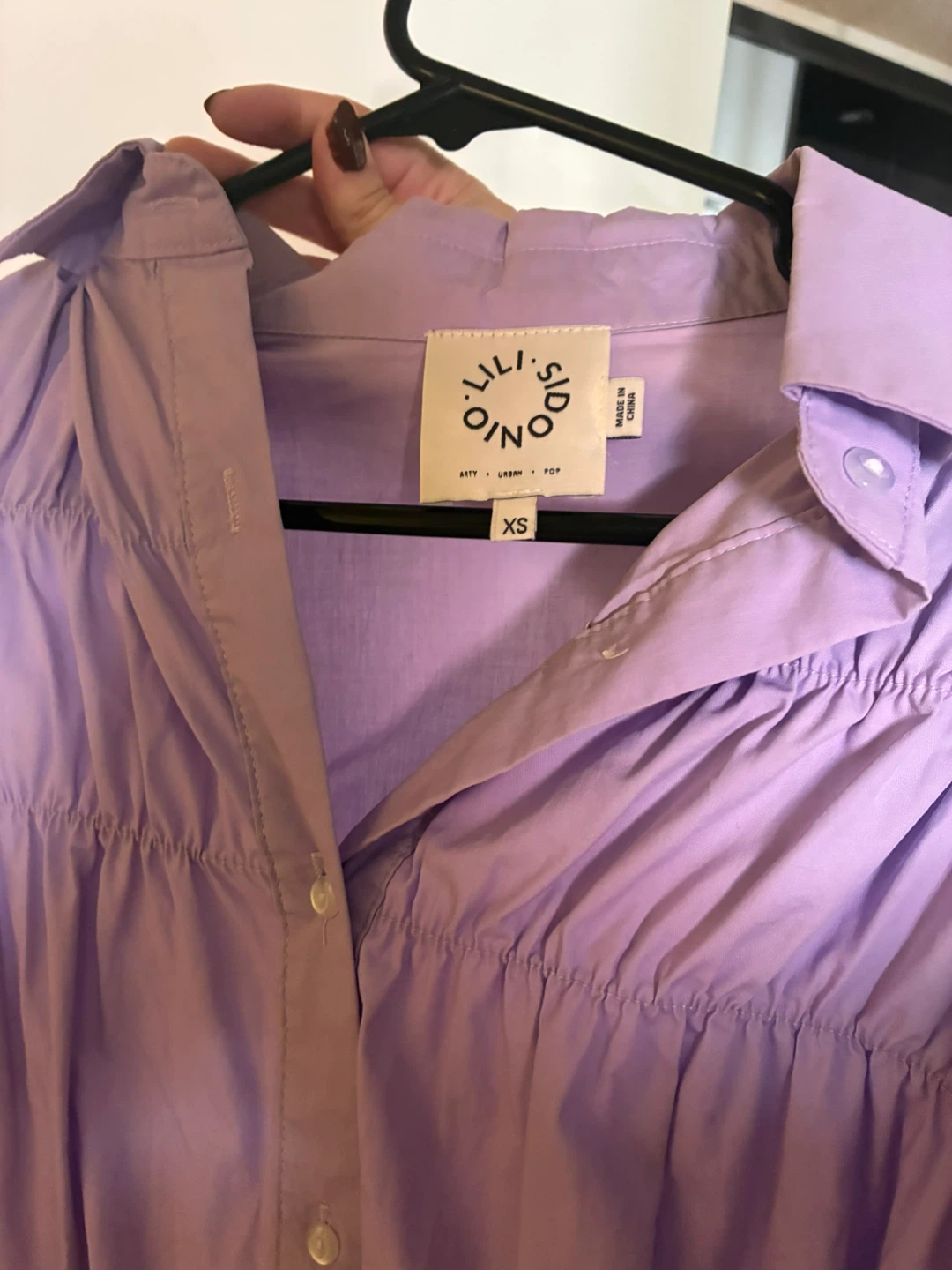 Lili Sidonio Lavender Button-Down Shirt XS - photo 2