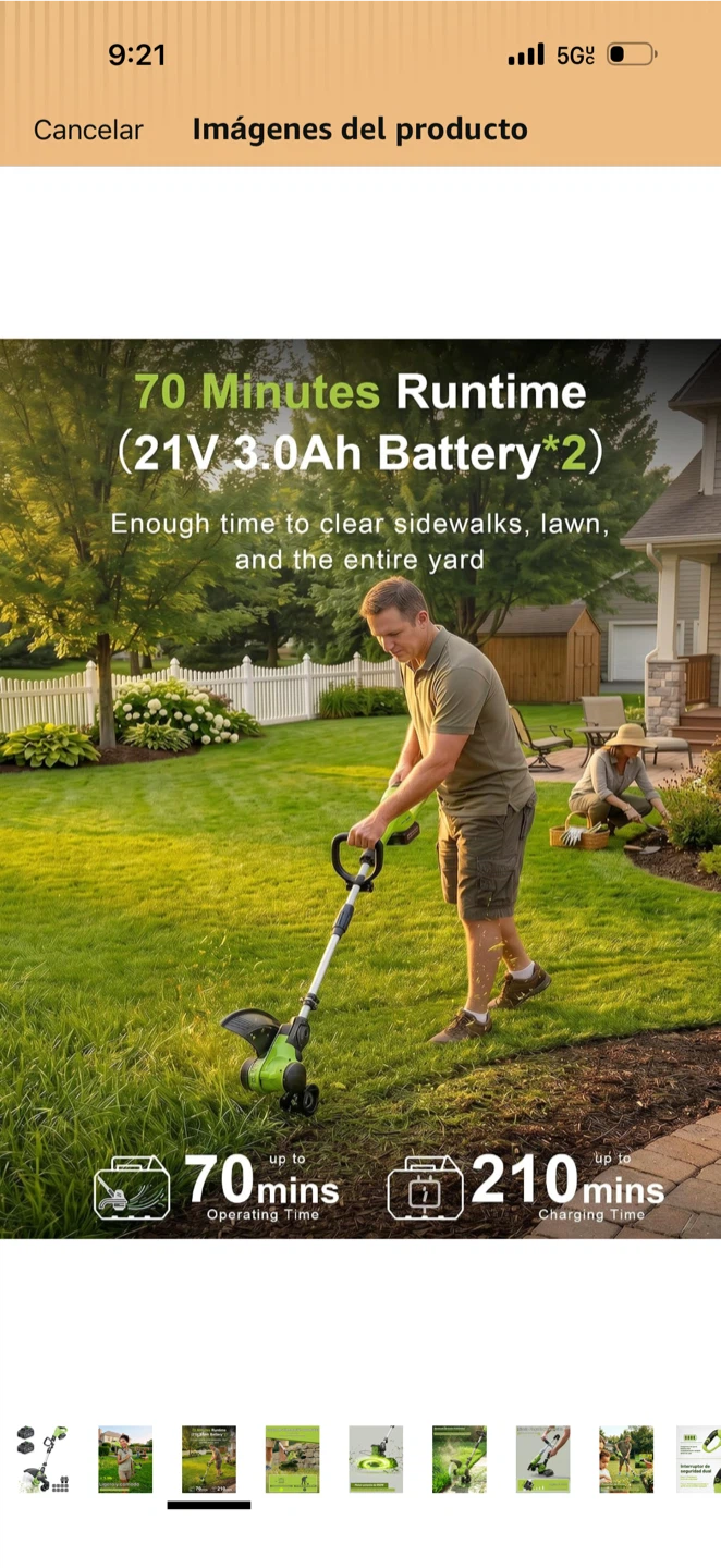Cordless Electric Weed Eater with Two 21V Batteries - photo 2
