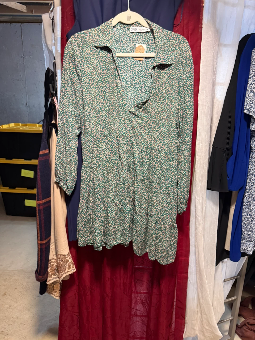 ZARA Green Floral Print Mini Dress Size XL - photo 2