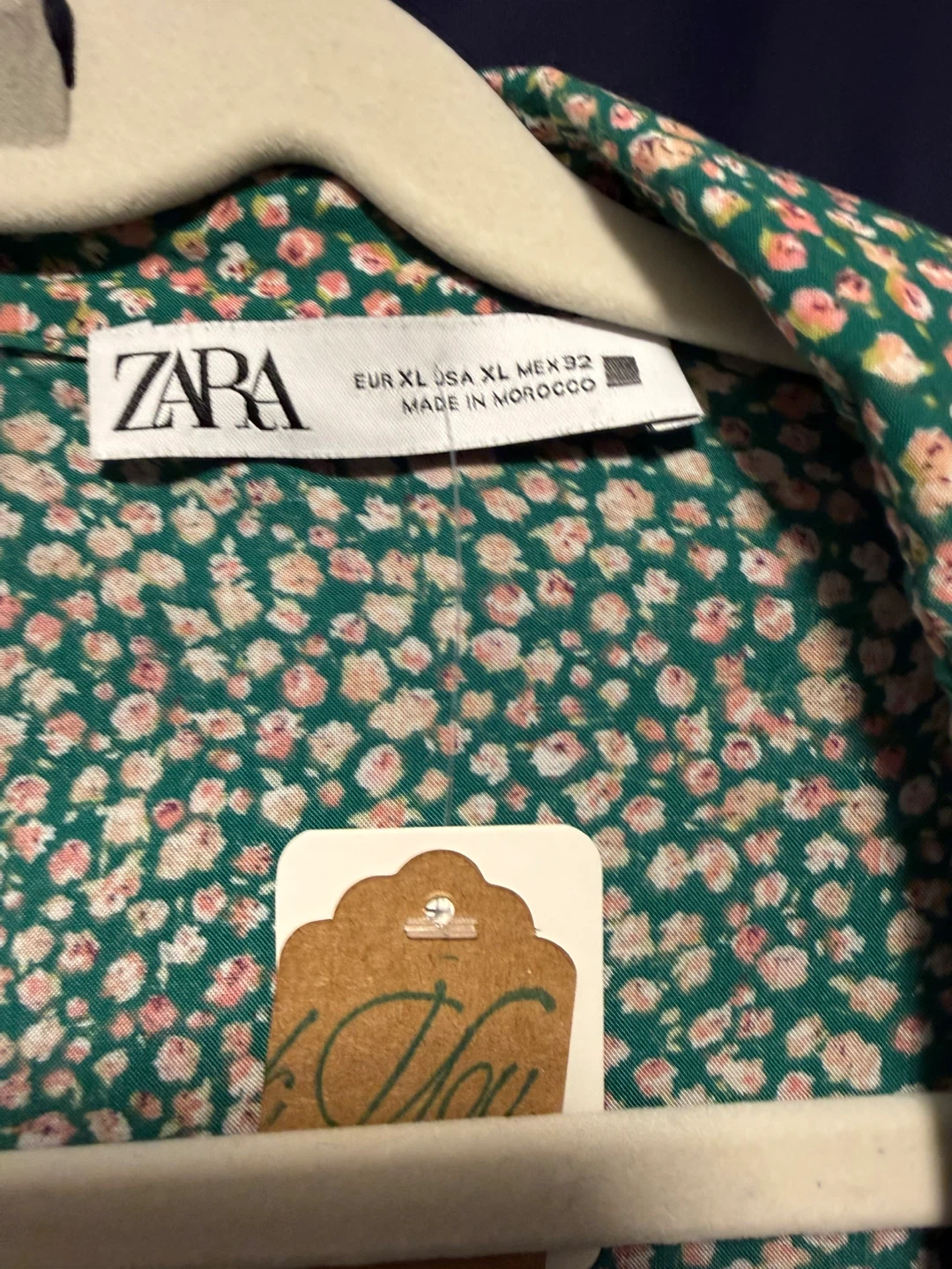 ZARA Green Floral Print Mini Dress Size XL - photo 3