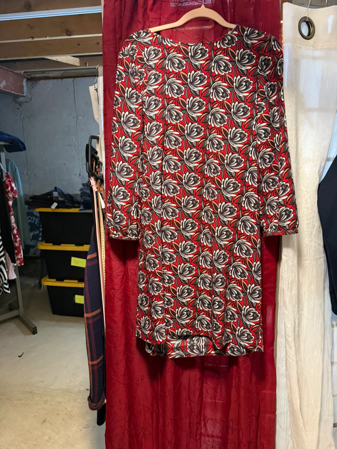 Loft Outlet Red Floral Print Dress