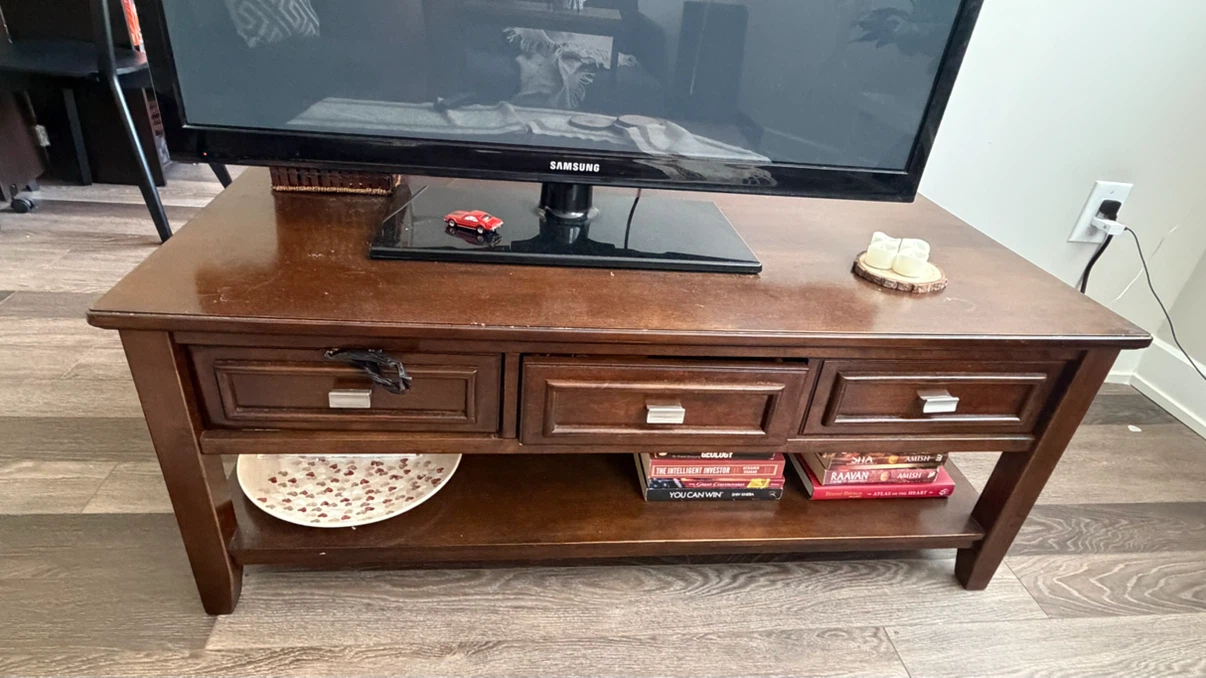 Dark Wood Coffee Table with Drawers - photo 2