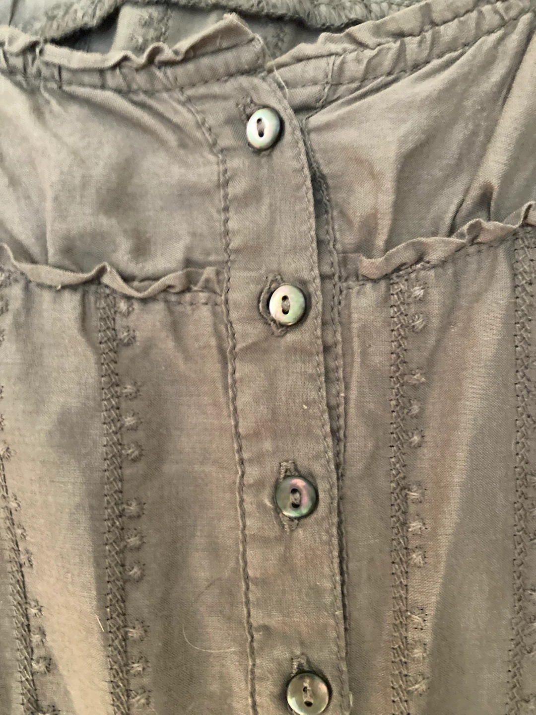 Eddie Bauer Taupe Embroidered Button-Down Shirt M
