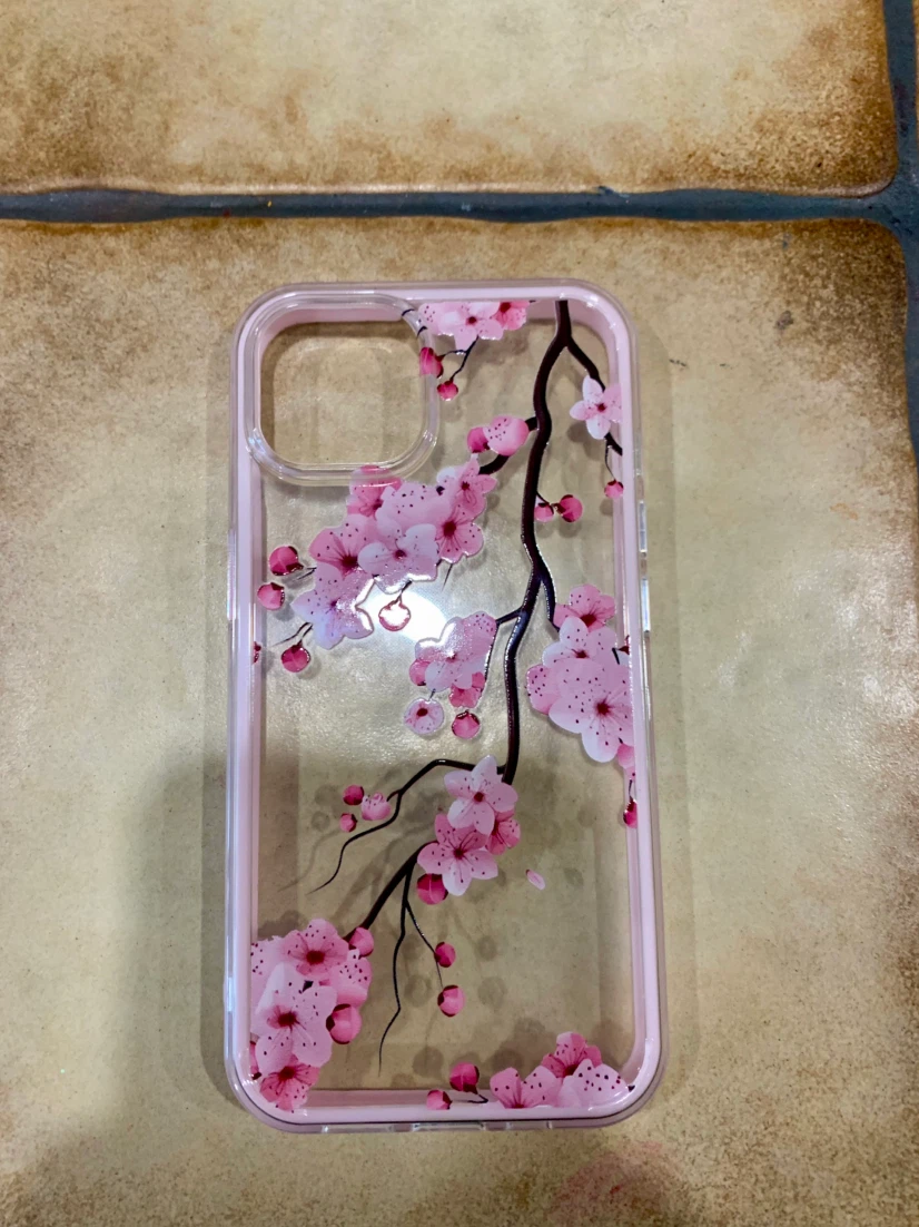 Clear iPhone 13 Case with Pink Cherry Blossoms - photo 2