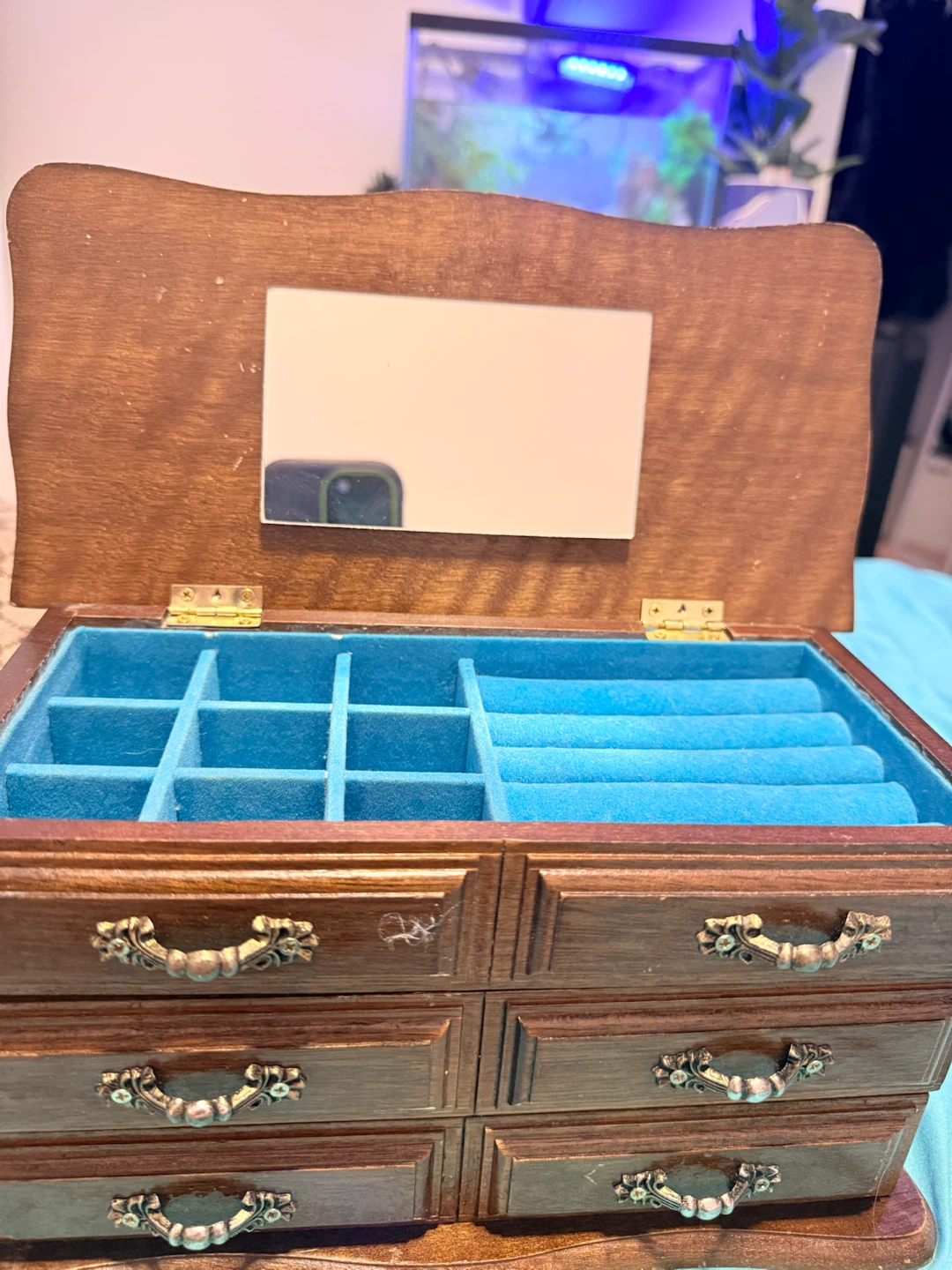 Wooden Jewelry Box with Mirror and Drawers - photo 5