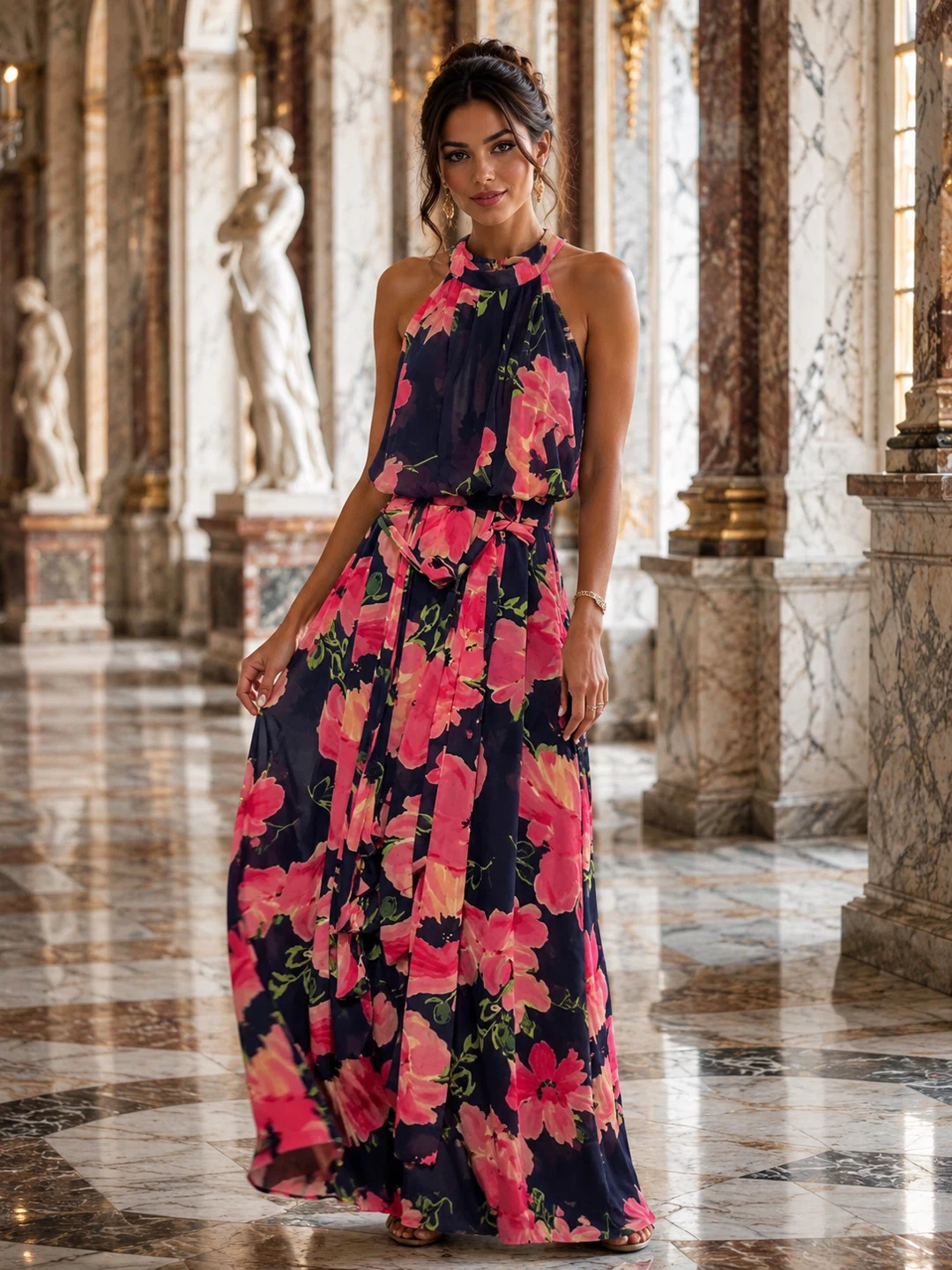 Navy Floral Maxi Dress