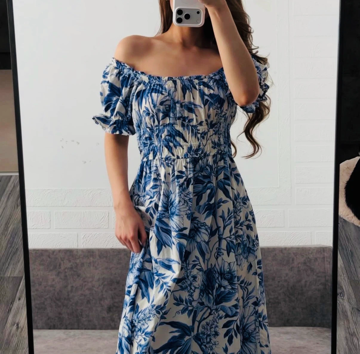 H&M Blue and White Floral Print Maxi Dress - photo 2