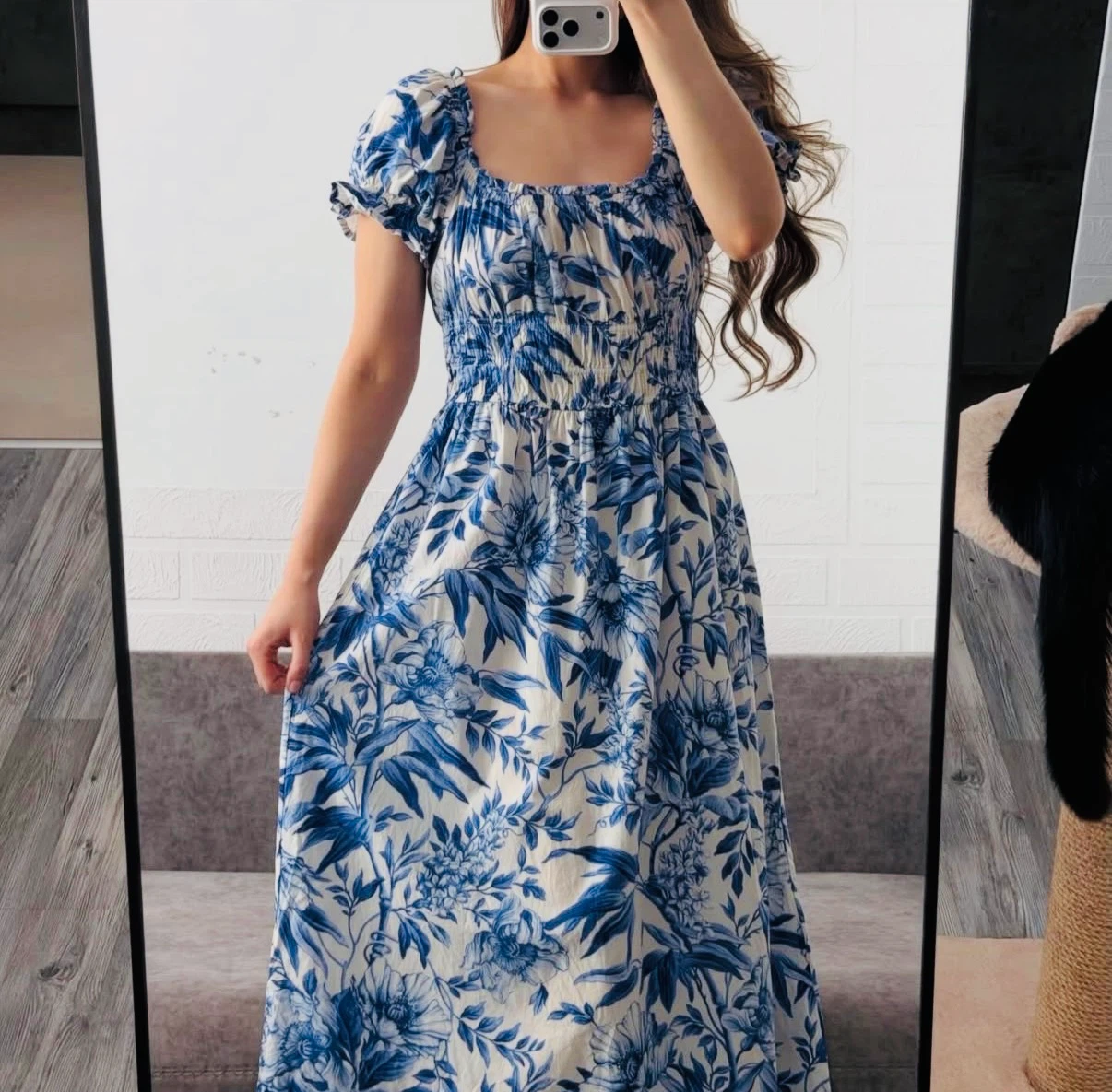 H&M Blue and White Floral Print Maxi Dress - photo 3