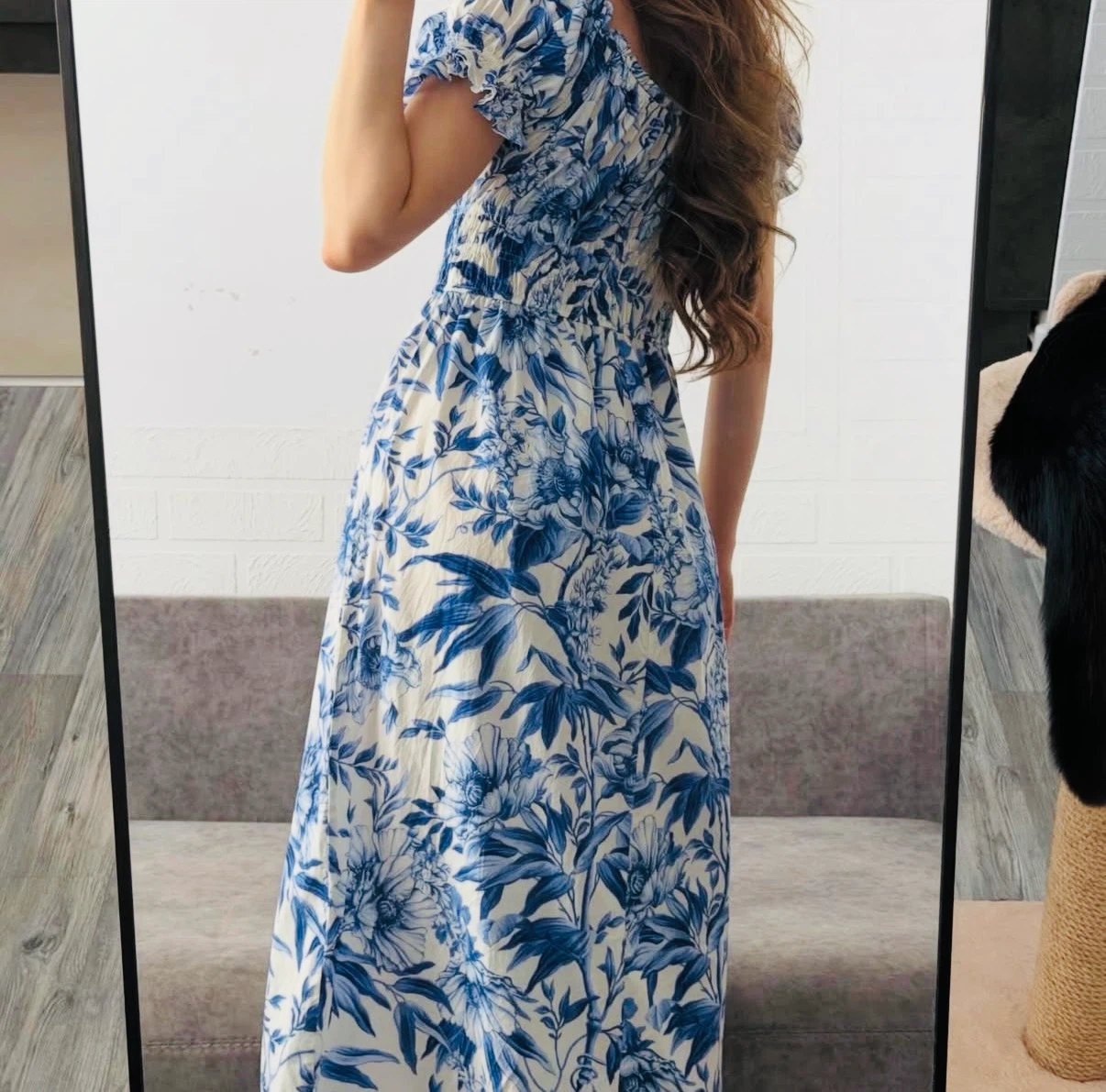 H&M Blue and White Floral Print Maxi Dress - photo 5
