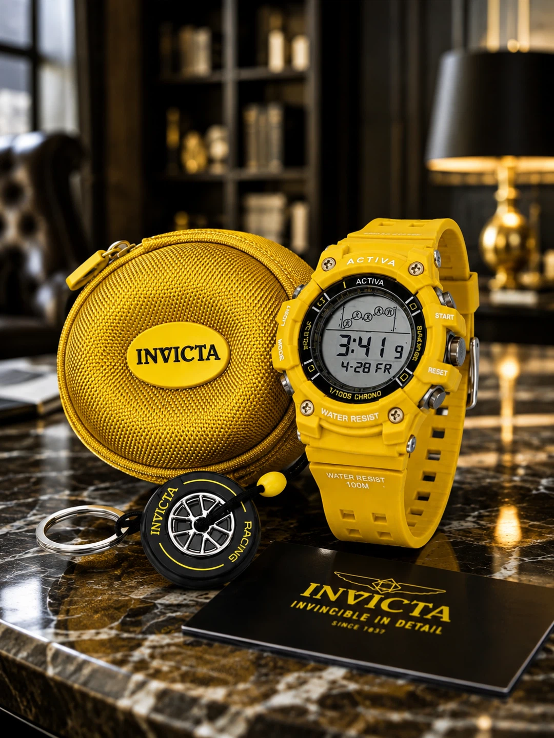 Activa x Invicta Rally 50mm Yellow Digital Sport Watch Set