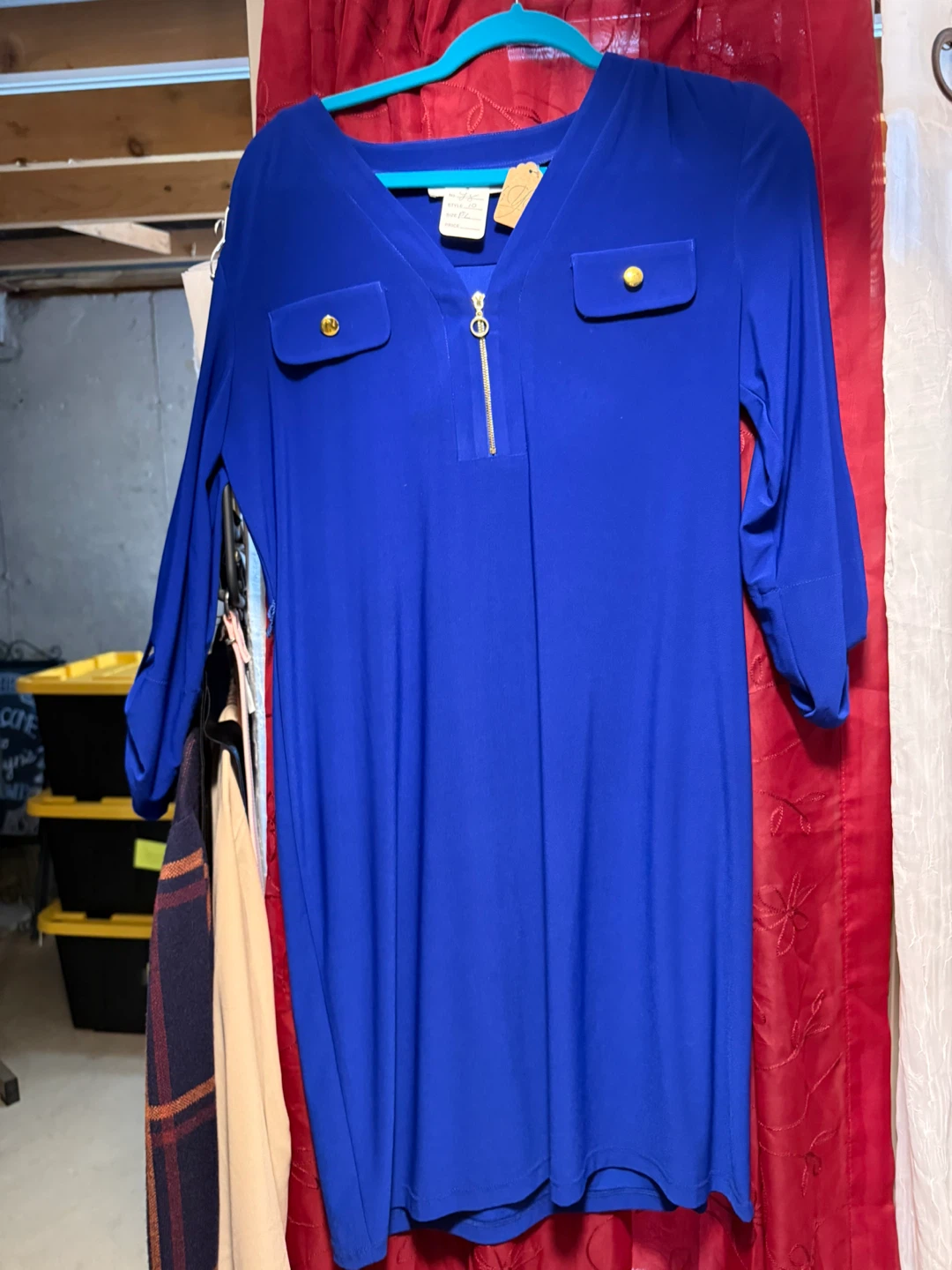 Emma & Michele Blue V-Neck Zip Dress - photo 2