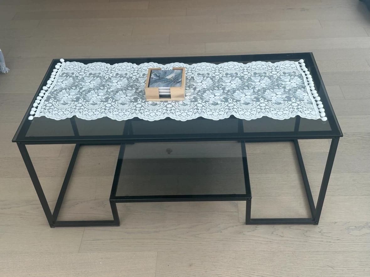 Modern Glass Coffee Table with Lower Shelf
