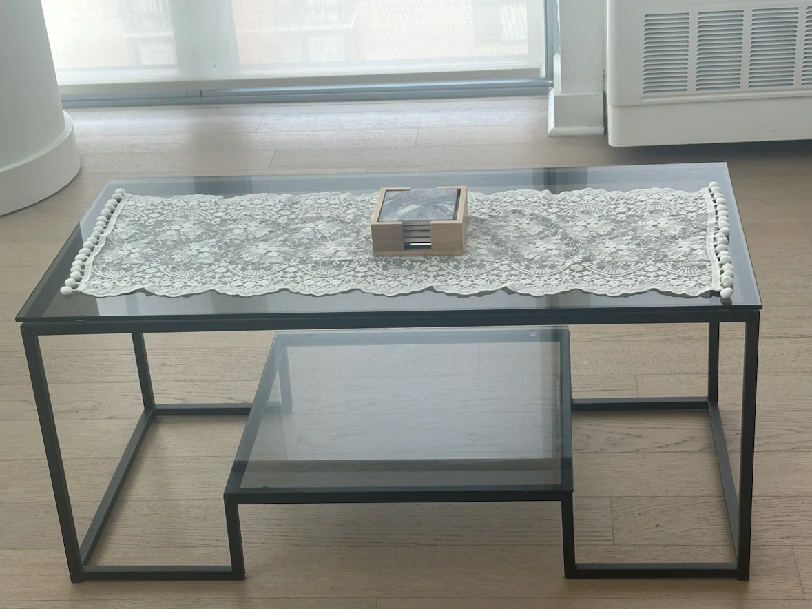 Modern Glass Coffee Table with Lower Shelf - photo 2