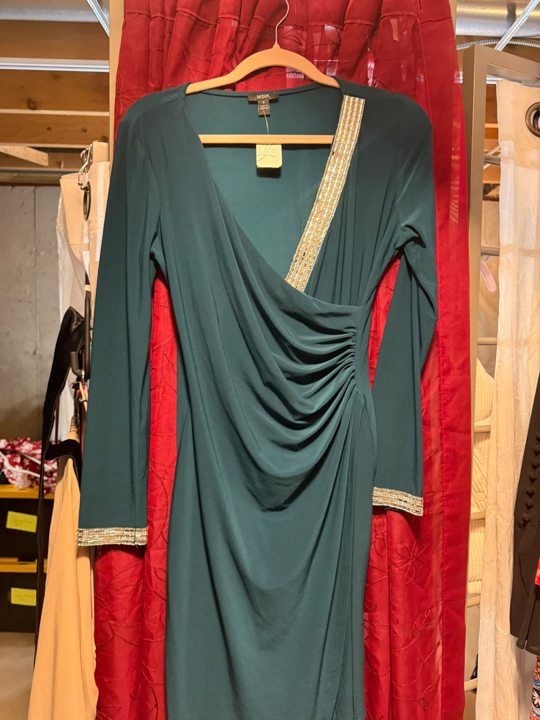 MSK Women's Teal Ruched Wrap Dress with Embellishment Size S - photo 2