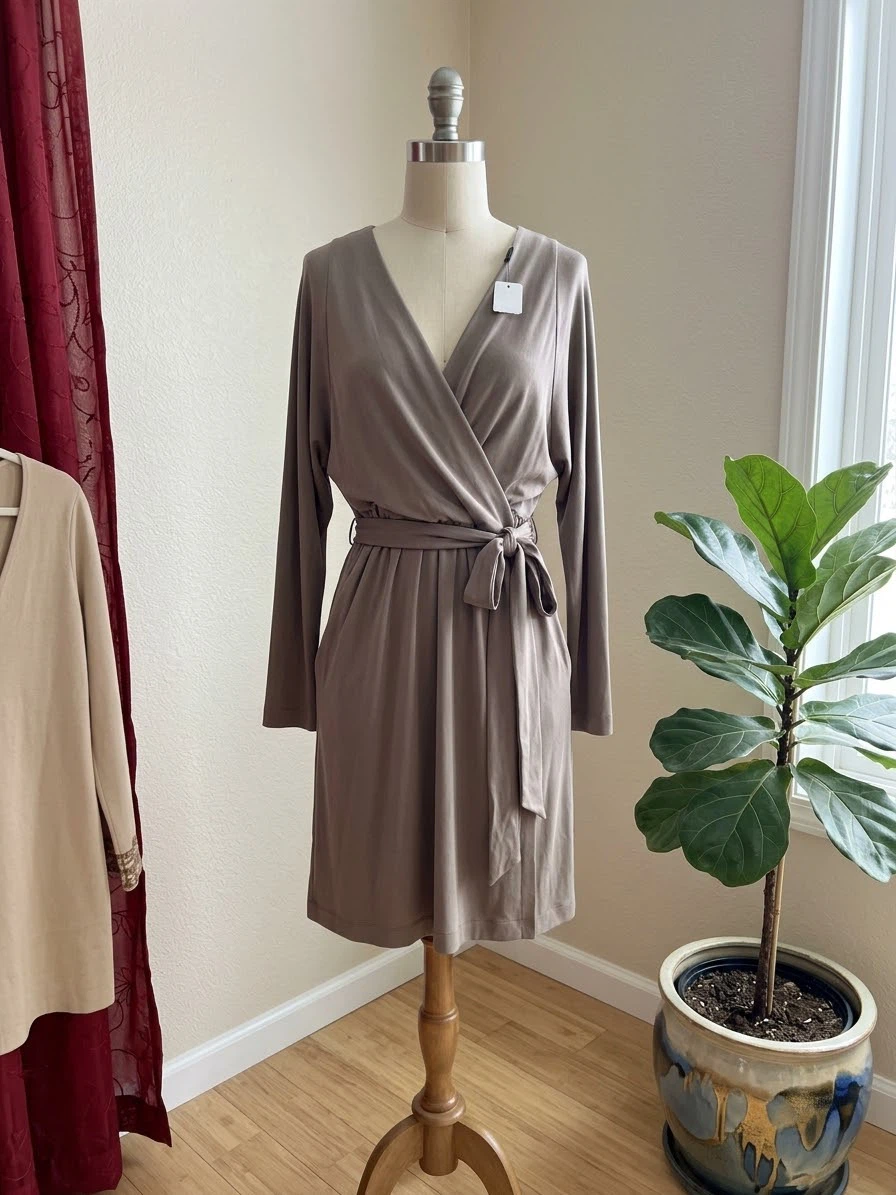 BCBGMAXAZRIA Brown Wrap Dress - Size M - photo 2