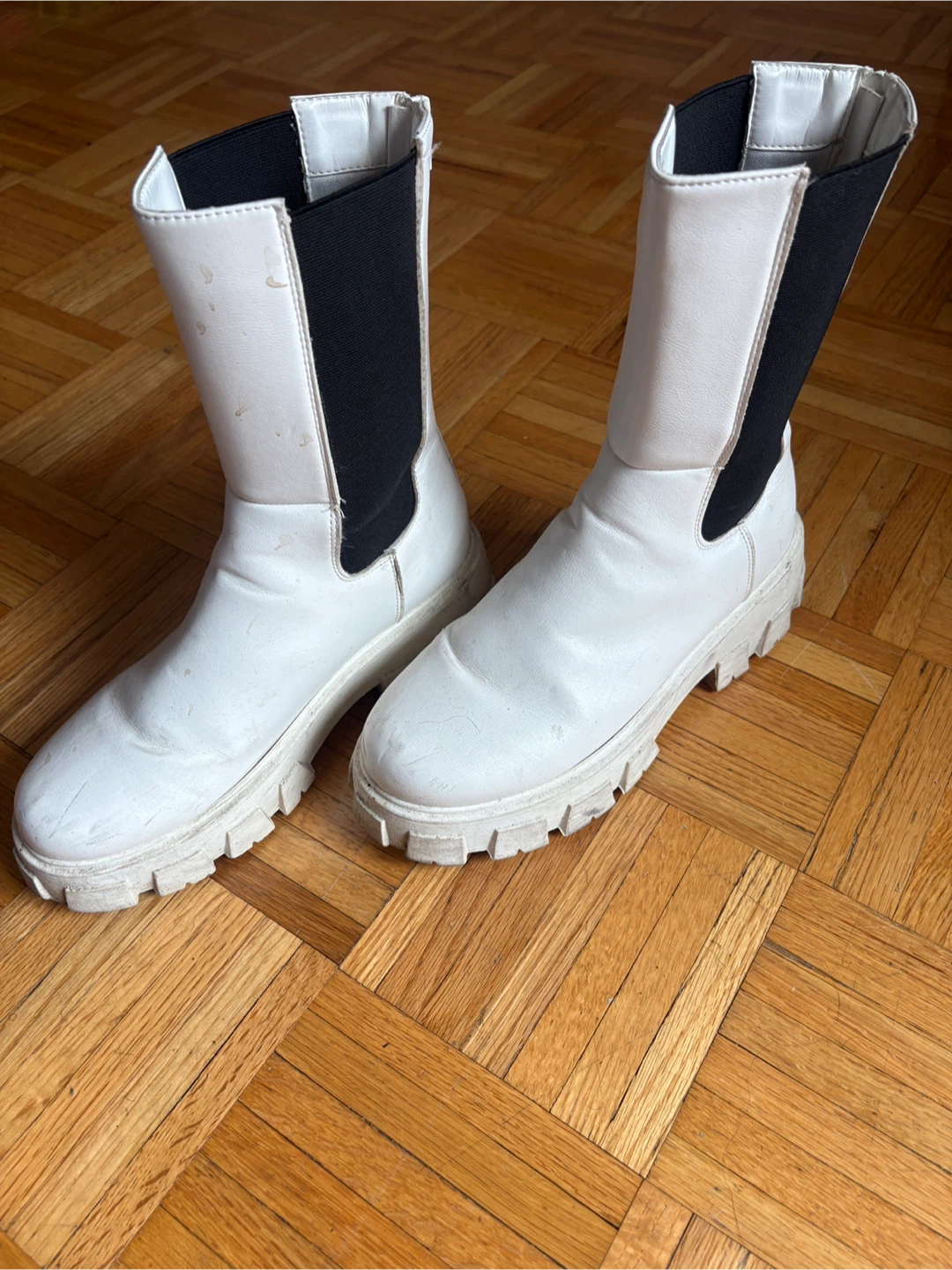 White Lug Sole Ankle Boots