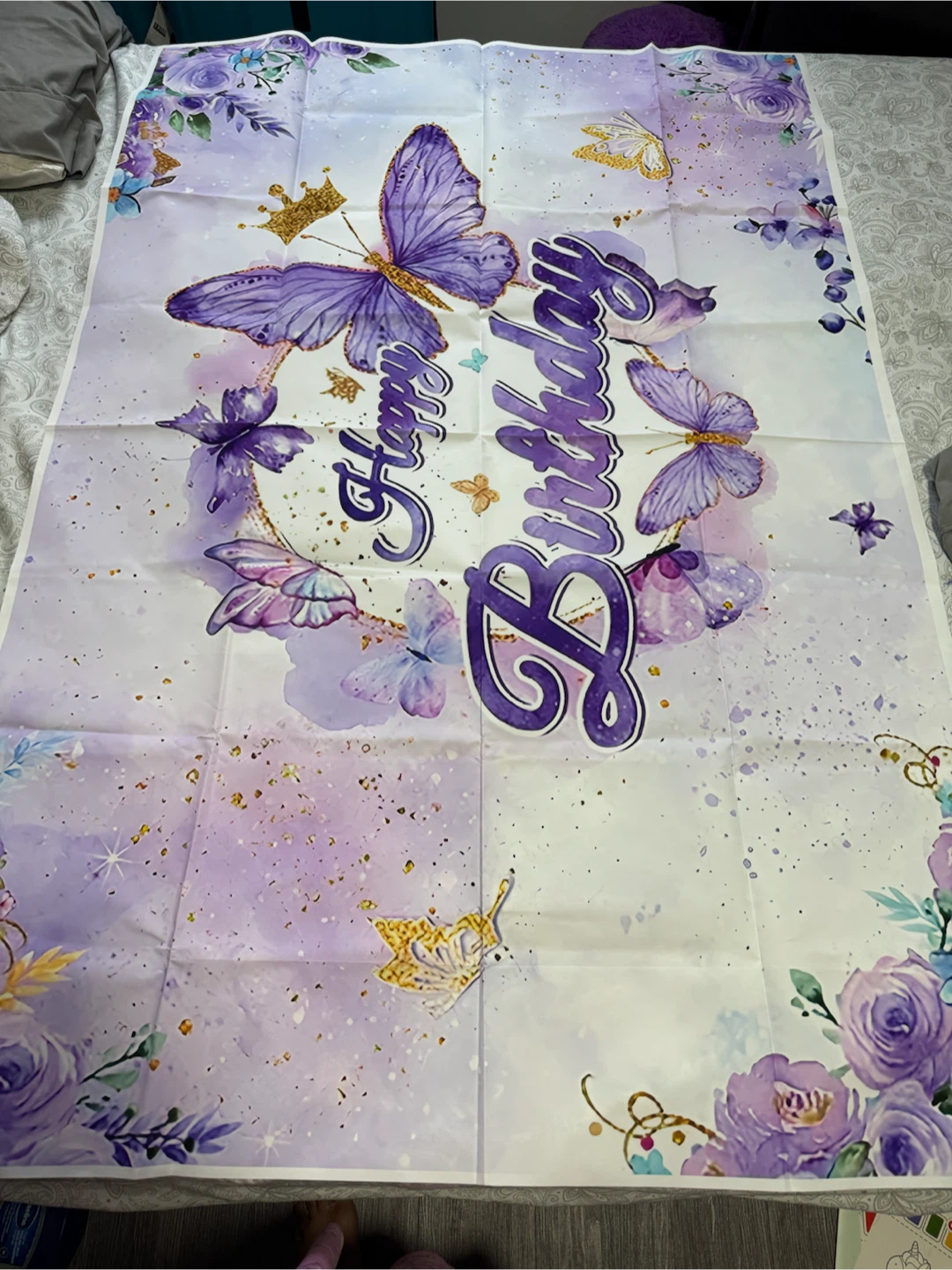 Butterfly Themed Happy Birthday Backdrop