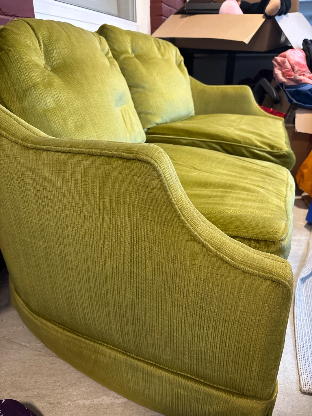 Vintage Lime Green Two-Seater Sofa - photo 2