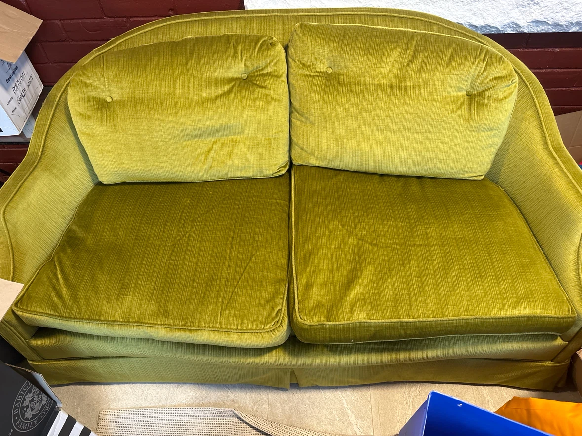 Vintage Lime Green Two-Seater Sofa - photo 3