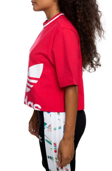 Adidas Pink Cropped T-Shirt with Trefoil Logo - photo 2