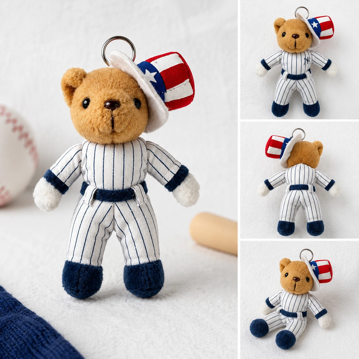 New York Yankees Baseball Bear Plush Keychain