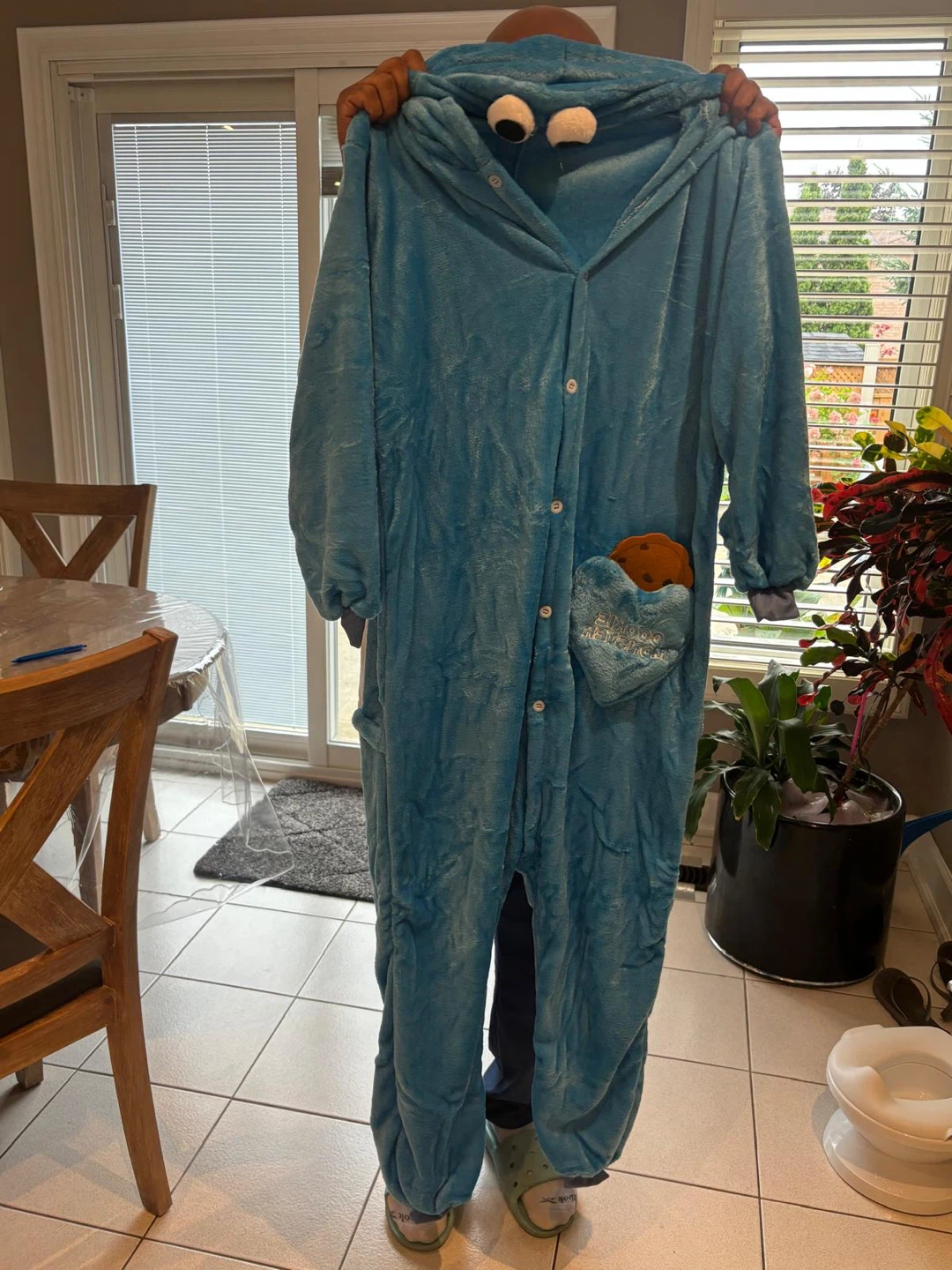 Blue Cookie Monster Onesie Unisex Adult Size Large - photo 4