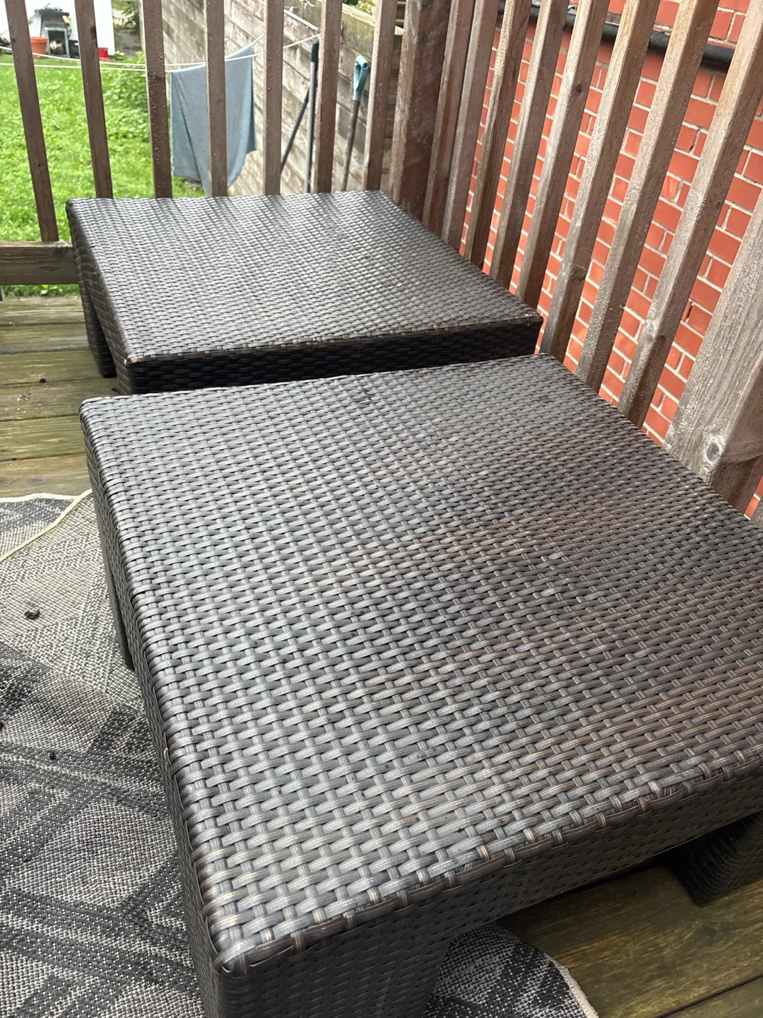 Set of Two Wicker Outdoor Tables